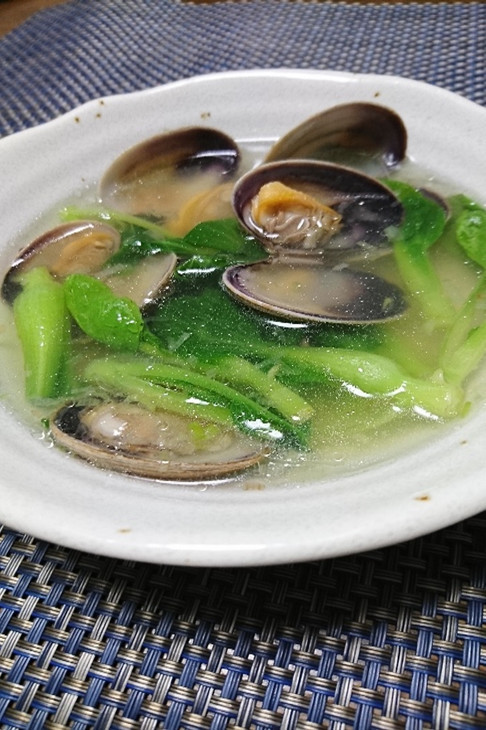 ミニ青梗菜とあさりのスープの画像