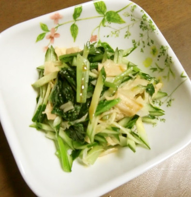 穂先メンマときゅうりと小松菜のさっと和えの写真