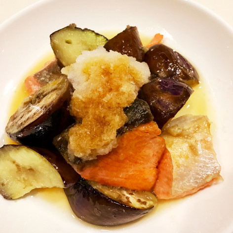 シンプル  鮭と茄子のおろしポン酢