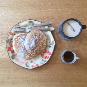 5分でヘルシ〜✨豆乳バナナパンケーキ