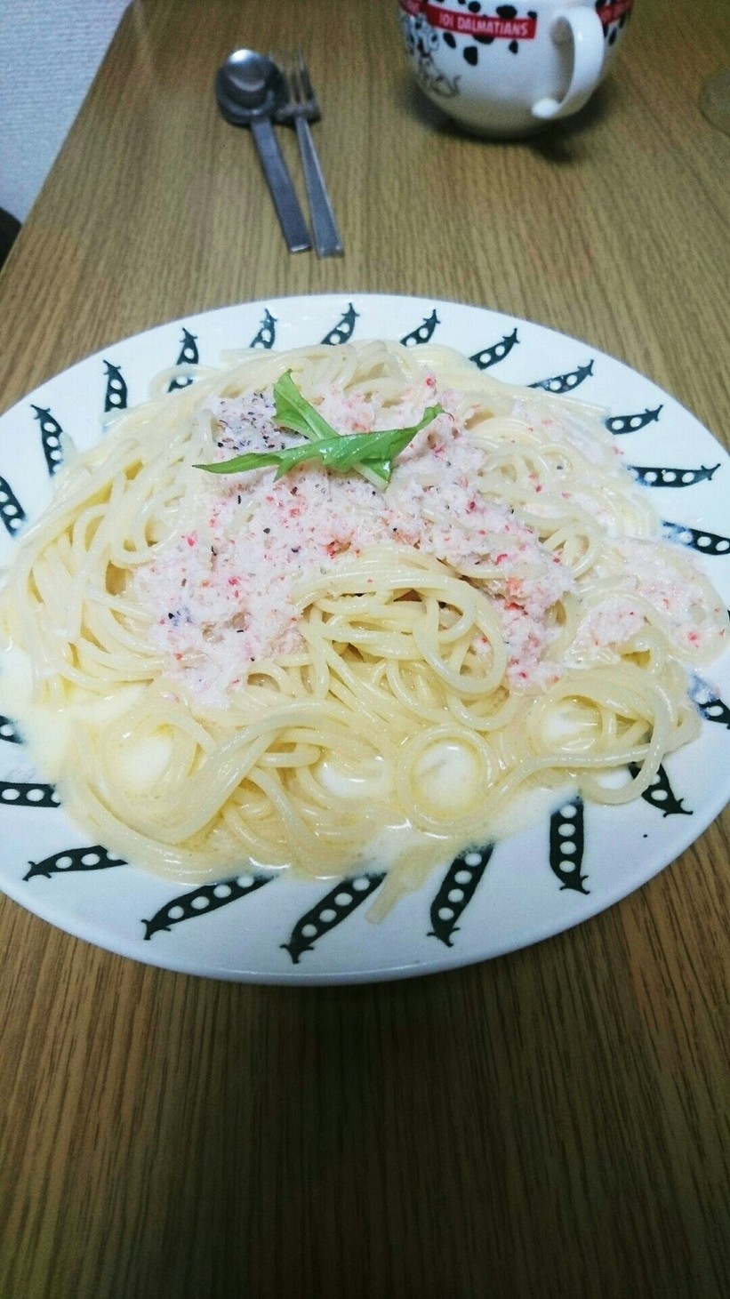 スープパスタ風カニのクリームパスタ☆の画像