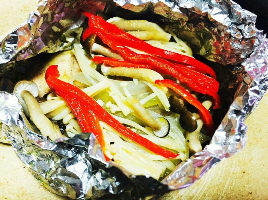ササミとキノコ野菜のホイル焼きの画像