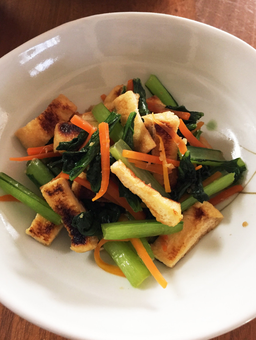 小松菜と油揚げの生姜醤油炒めの画像
