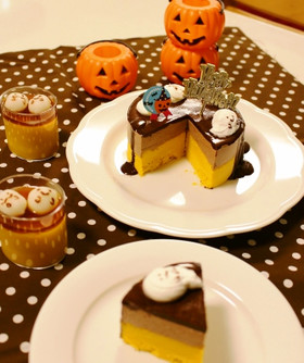かぼちゃチーズ&チョコムースの2層ケーキ