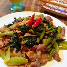 酒&ご飯泥棒!野沢菜と豚コマの油炒め♡