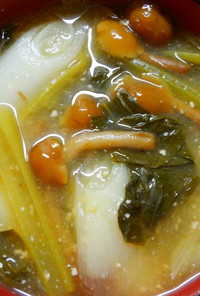 和食に＊なめこと小松菜と長ネギのお味噌汁