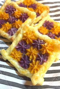 カボチャと紫芋のモザイクパイ