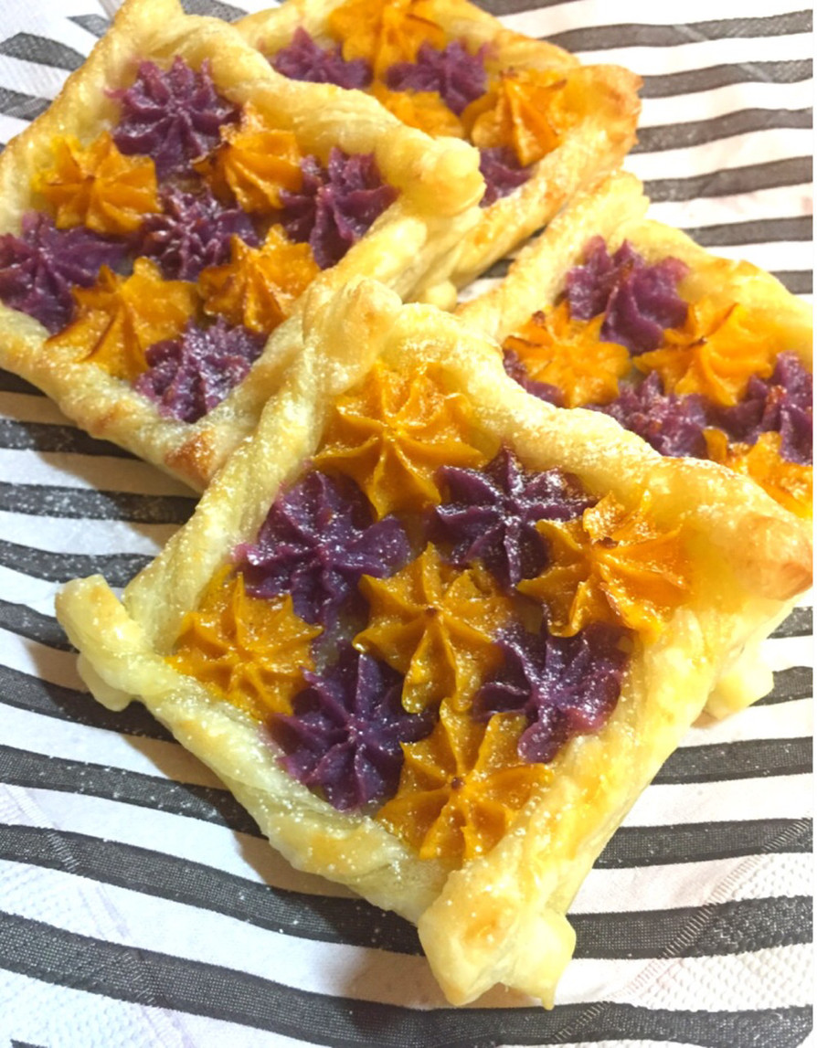 カボチャと紫芋のモザイクパイの画像