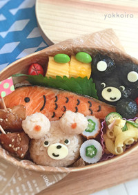 くまちゃん♡鮭弁当♫簡単♩遠足☆キャラ弁