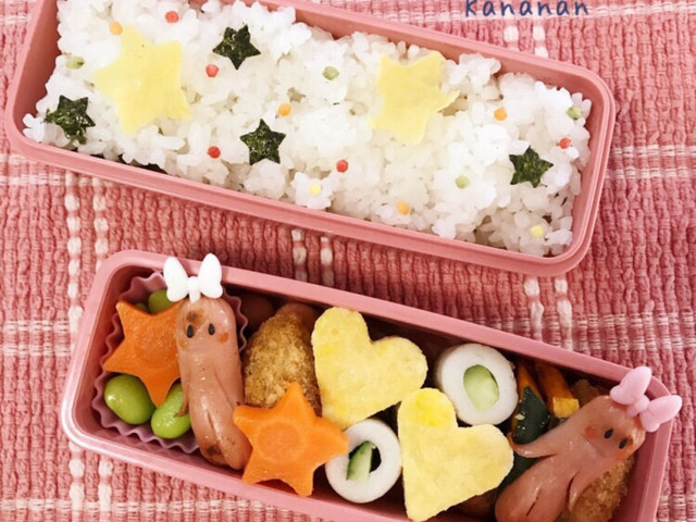幼稚園年長 ハート星のかわいい2段弁当 レシピ 作り方 By Kananan777 クックパッド 簡単おいしいみんなのレシピが351万品