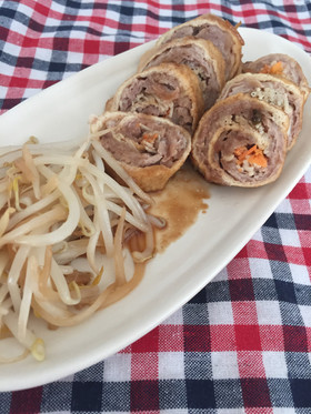 ダシダで簡単!豚コマ肉のキツネ巻き