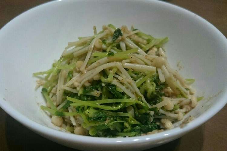 簡単 節約 豆苗とえのきのごま和え レシピ 作り方 By やまや クックパッド 簡単おいしいみんなのレシピが356万品