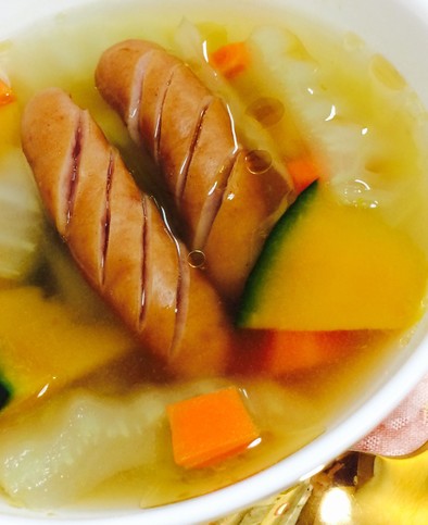 冬の野菜で白菜かぼちゃ和風スープ！レンジの写真
