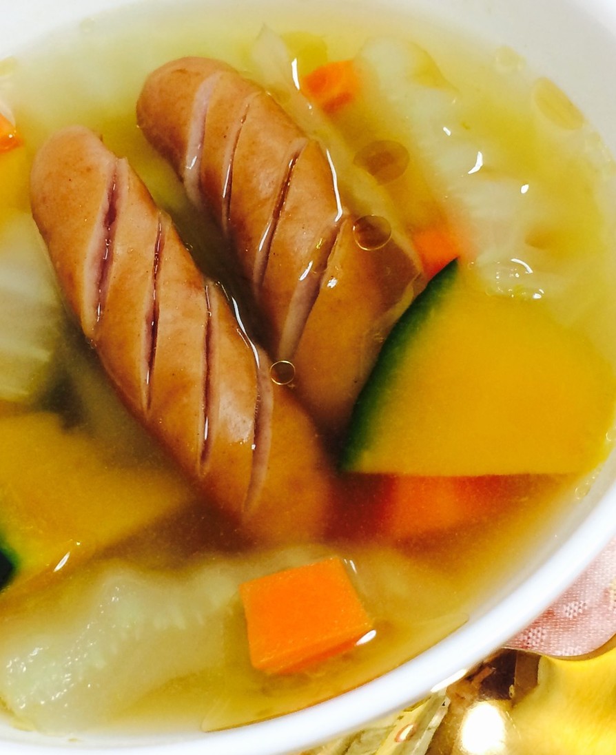 冬の野菜で白菜かぼちゃ和風スープ！レンジの画像