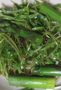空芯菜の新芽とアスパラガスのサラダ