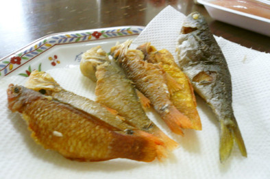 小魚(ネンブツダイ、ベラ、タカベ）唐揚げの写真