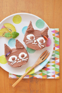 ハロウィン☆簡単黒猫ちゃんのプチケーキ