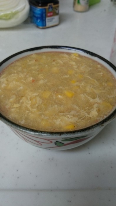 中華風かきたまコーンスープの写真