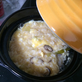 調味料1つ!あごだしつゆでたまご雑炊☆