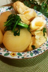 あごだしで大根と巾着玉子の煮♪