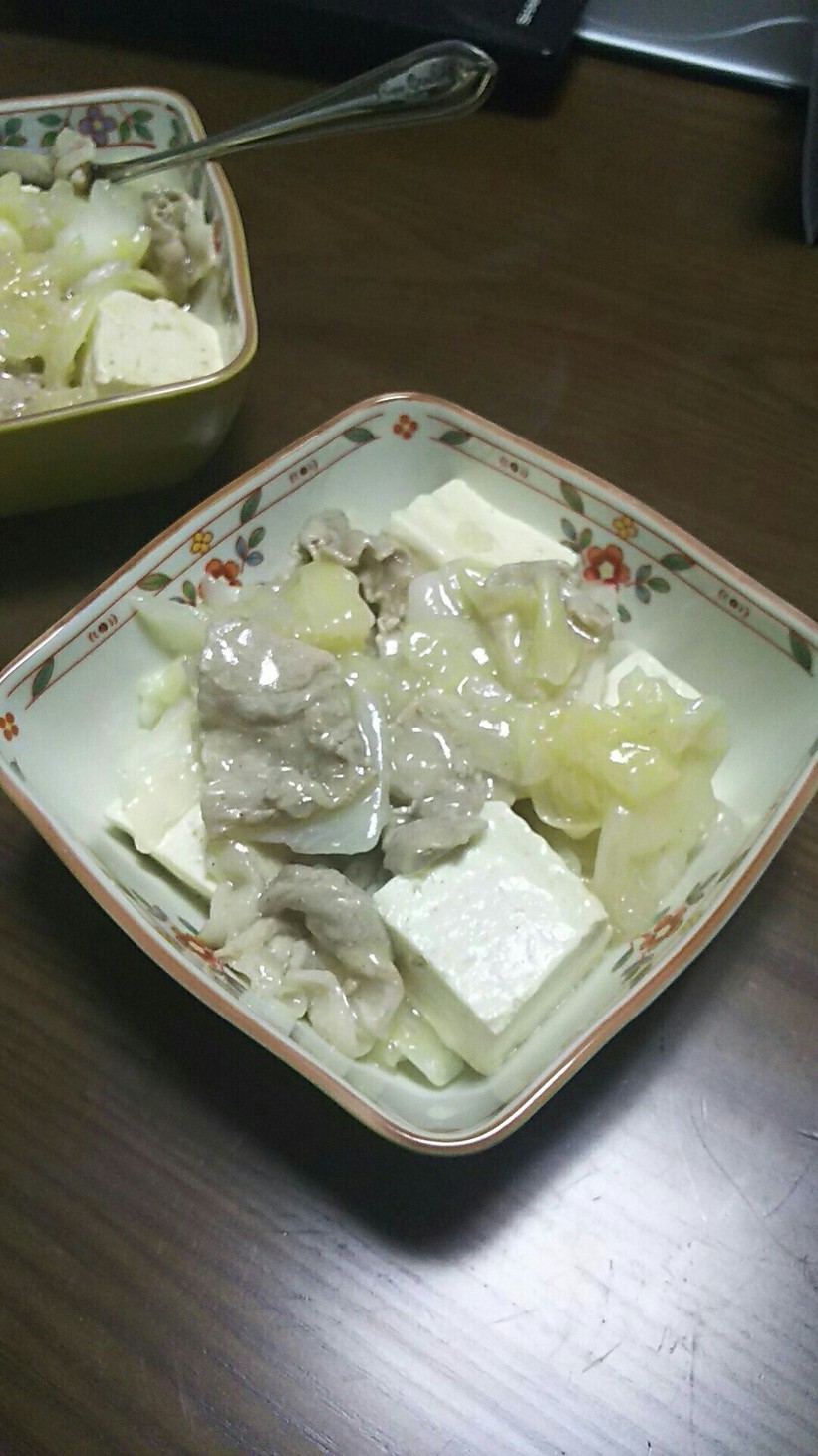 豆腐と豚バラとキャベツの塩あんかけの画像