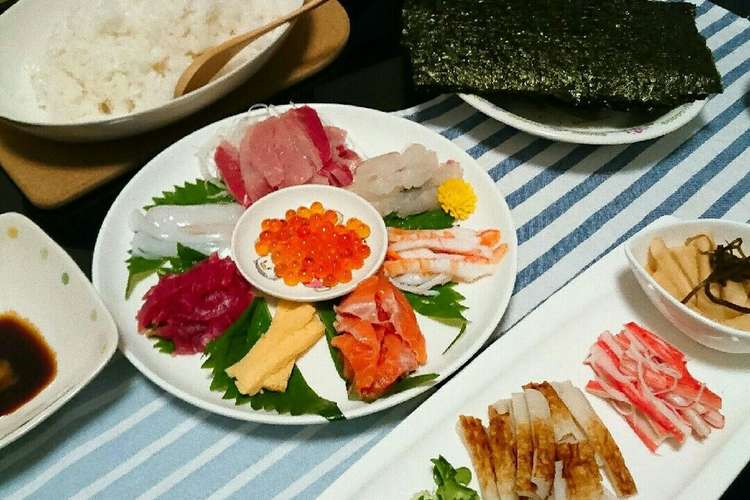 家族で 手巻き寿司 レシピ 作り方 By えくすぺ クックパッド