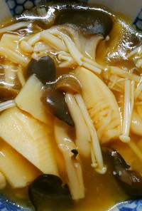 霜降りひらたけで！きのこと筍の中華スープ