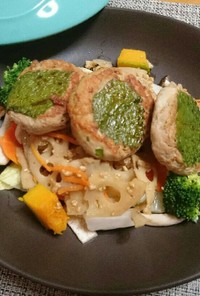 鶏つくねの温野菜サラダ