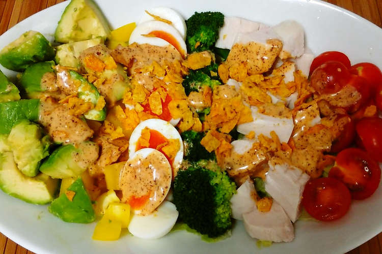 ドレッシング スパイスで簡単 コブサラダ レシピ 作り方 By ビッグシェフの中の人 クックパッド 簡単おいしいみんなのレシピが349万品