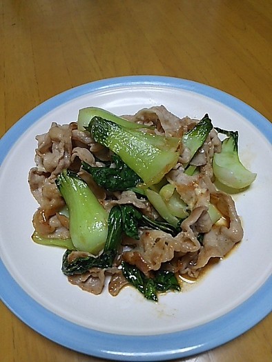 豚バラ薄肉とチンゲン菜のポンマヨ炒めの写真