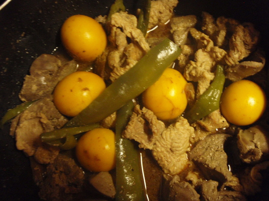 鶏レバー＆玉ひもの赤味噌風甘辛煮の画像