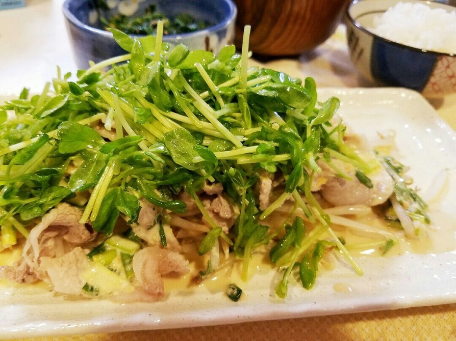 シャキッ♪豆苗と温しゃぶ豚のおかずサラダ