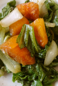 3分deグリーンレタス柿玉ねぎ和風サラダ