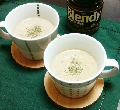 干し椎茸のコーヒーミルクスープ。の写真