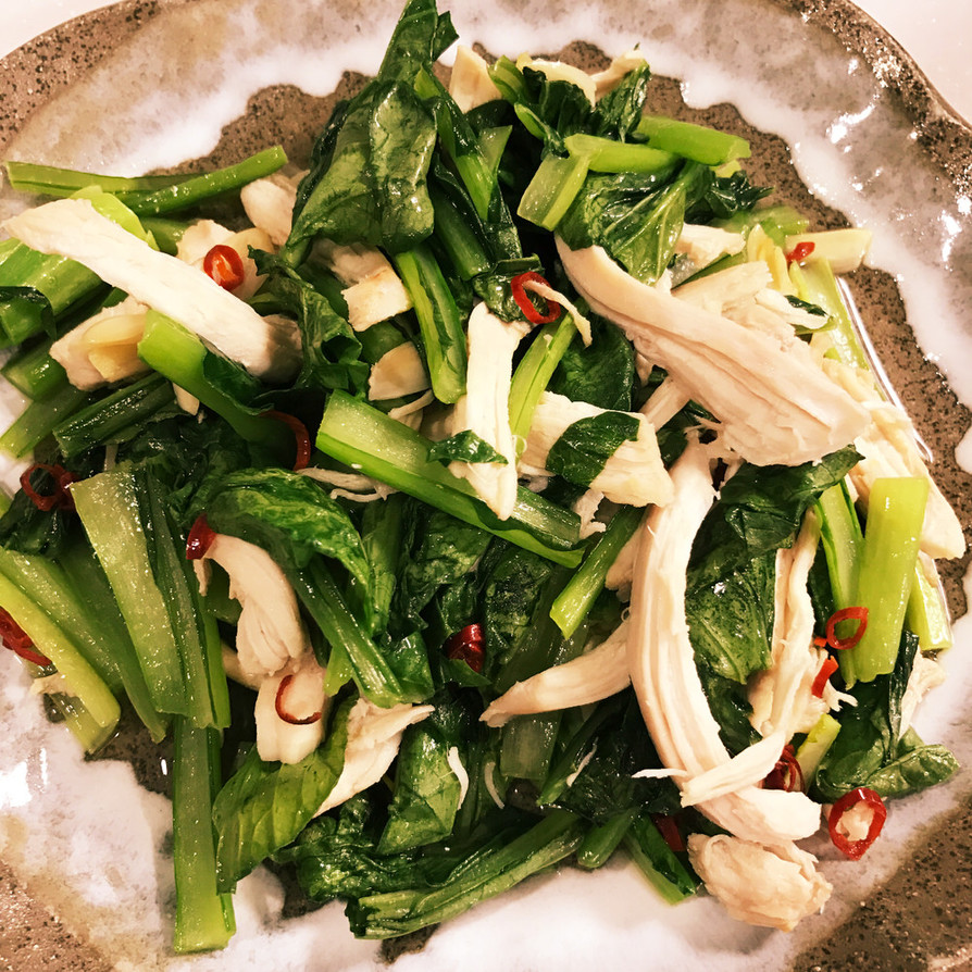 小松菜と鶏胸肉のピリ辛中華炒めの画像