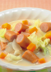 ウインナーと野菜の豆乳スープ