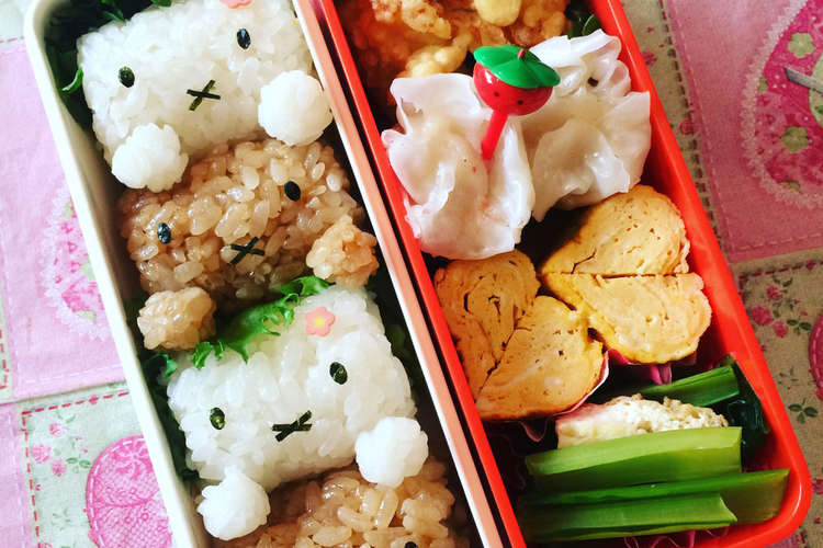 俵おにぎりdeミッフィー弁当 レシピ 作り方 By プティママン クックパッド