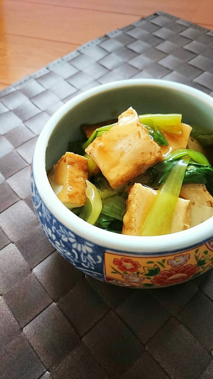 レンジで簡単☆厚揚げと青梗菜の中華煮。の画像