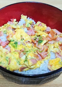【簡単】ウインナー・ネギ・卵で朝丼！