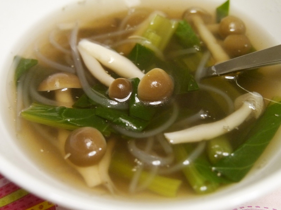 小松菜とはるさめの中華スープの画像