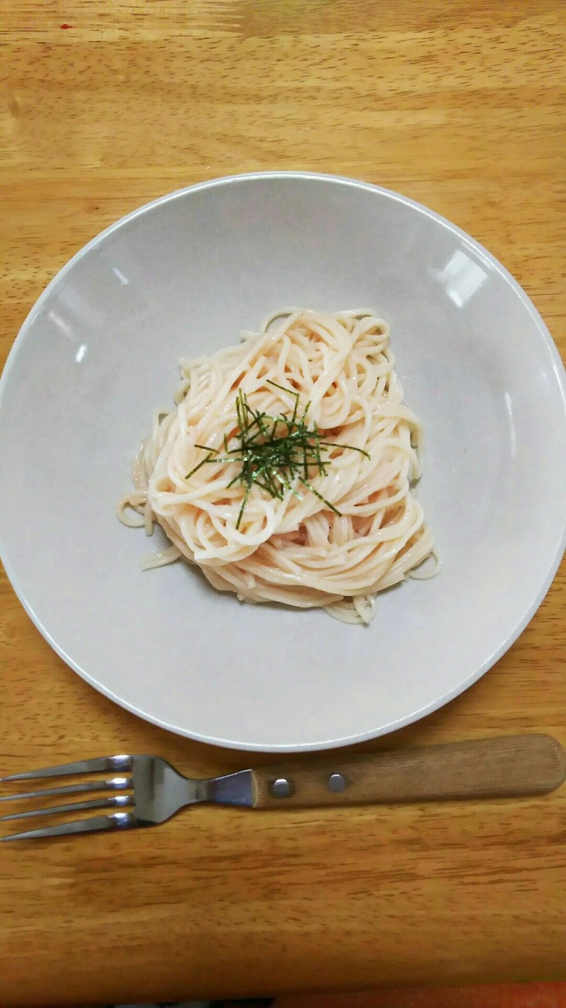 ひやむぎで作る「たらこパスタ」の画像