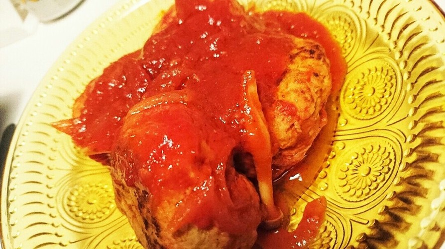 豚ハンバーグ トマト煮こみの画像