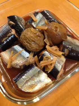 梅酒の梅で秋刀魚の煮付け
