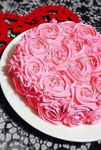糖質制限◆星口金でピンクのローズケーキ