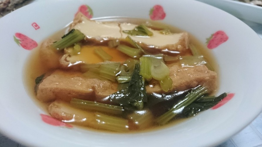 小松菜と揚げ豆腐の煮物の画像