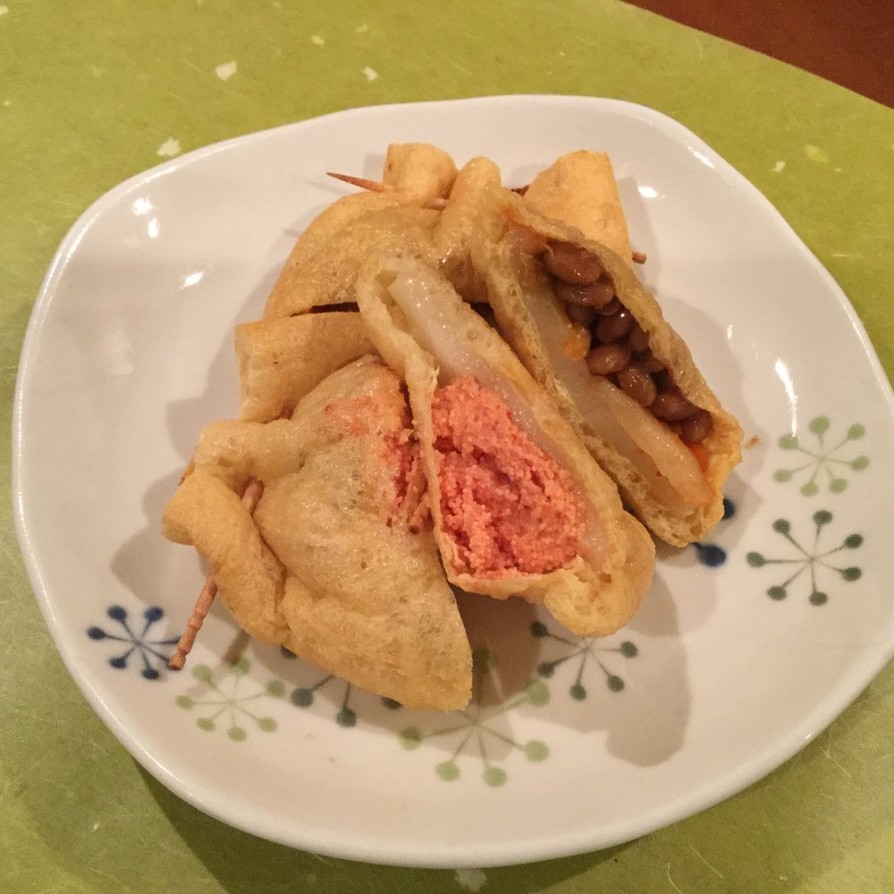納豆キムチと明太餅のお揚げ巾着の画像