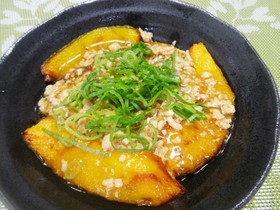 簡単★揚げかぼちゃの鶏そぼろあんかけ~❤