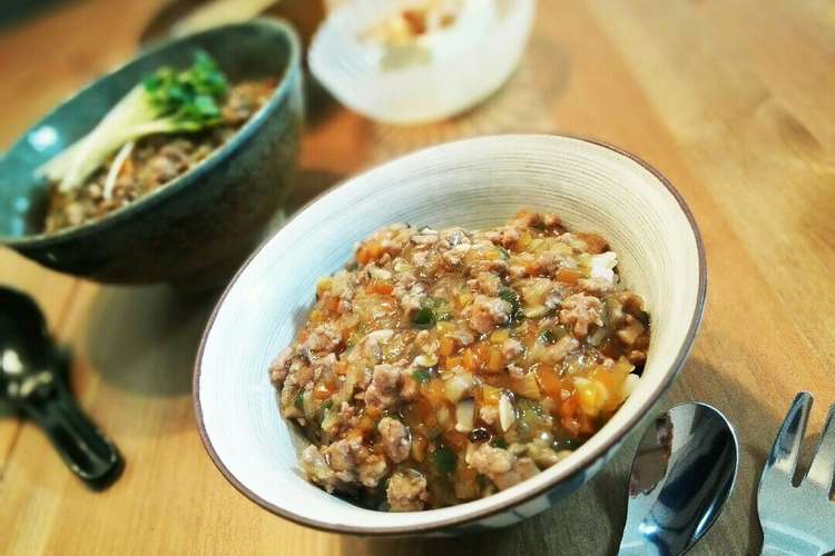 2歳と食べる 野菜あんかけそぼろ丼 レシピ 作り方 By でこま クックパッド 簡単おいしいみんなのレシピが360万品