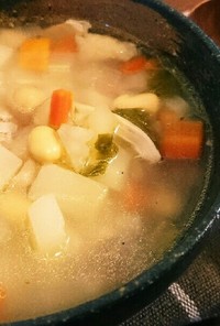 鶏とお豆のほっこりスープ
