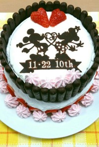 結婚記念日★ミッキーミニー時短2段ケーキ